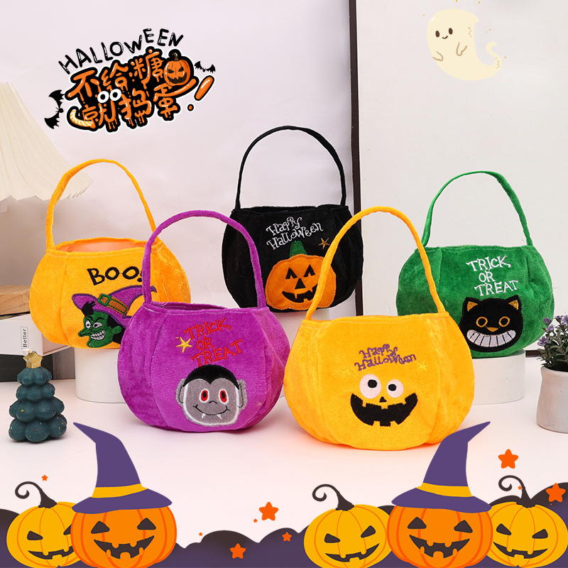 Bolsas de dulces de Halloween transfronterizas bolsas de terciopelo bolsas de regalo portátiles para niños atmósfera del festival de fantasmas accesorios al aire libre image 1