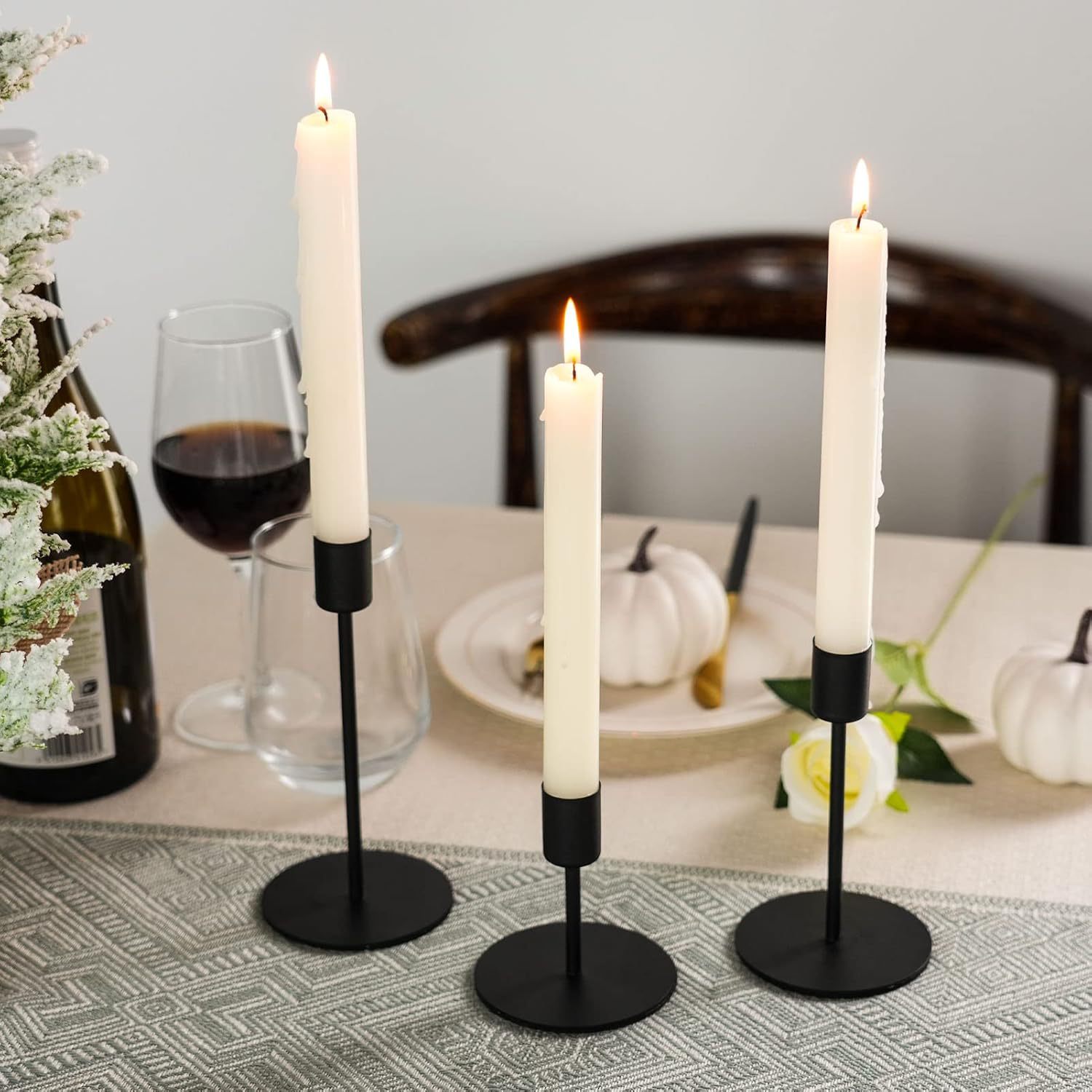 Mayorista en candelabro de hierro forjado nórdico adornos de velas largas para la cena a la luz de velas decoración romántica props atmósfera