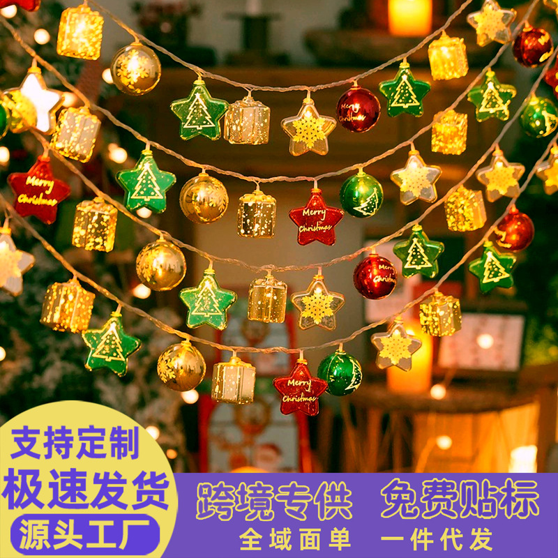 Cross-Border Led Christmas Decoration Light String Snowman Old Man Christmas Tree Cane Lighthouse Room Decoration Lights Flash