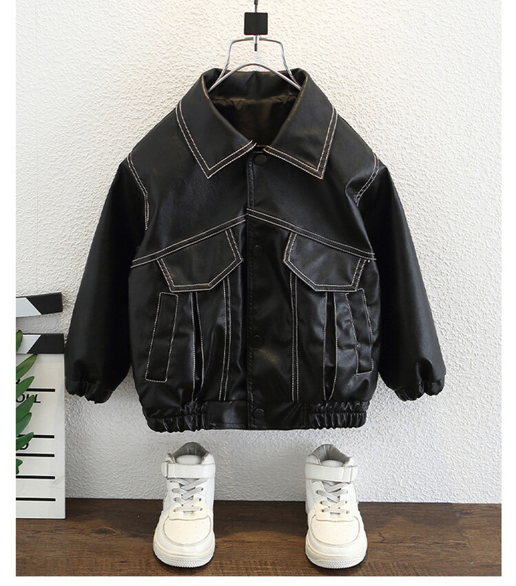 Mingxian Leather 2024 Autumn New Korean Edition Children's Cool and Handsome Jacket Boys' Spring Top_voghion.com