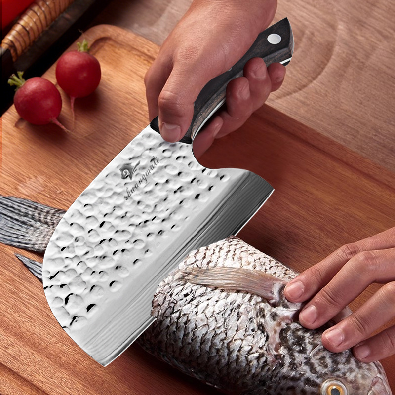 Cuchillo de cocina casero forjado de acero de Damasco cortador afilado en stock de cocina