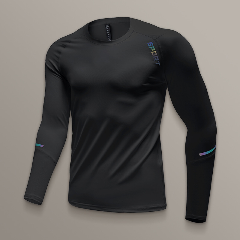 Trajes de entrenamiento para hombres secos rápidos ropa interior primavera y otoño ajustada mangas largas entrenamiento de baloncesto ropa superior