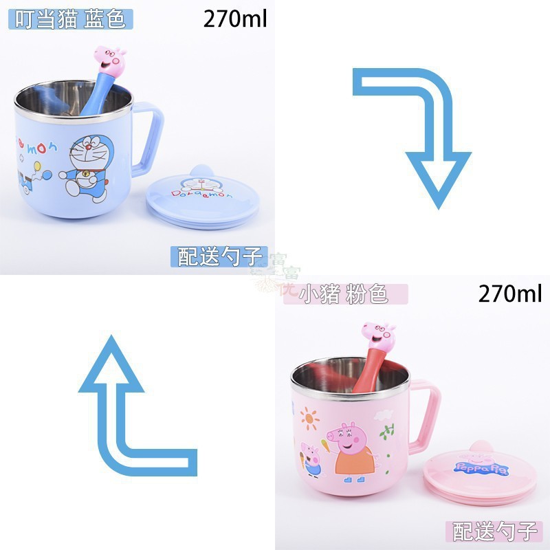 儿童水杯家用304不锈钢带盖可爱卡通小孩宝宝幼儿园喝水口杯防摔|undefined