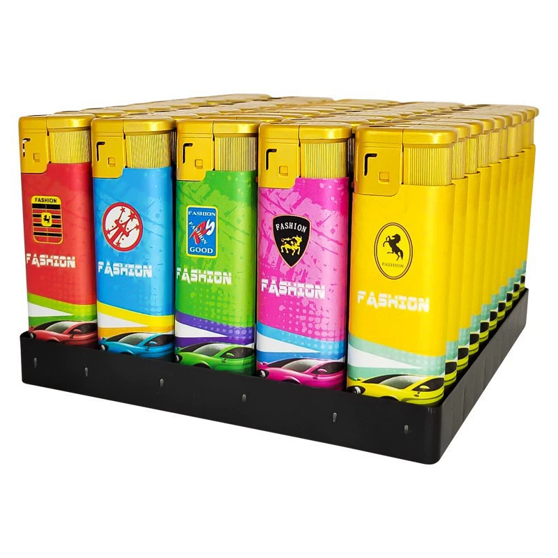 Shaodong Source Factory Outlet Bozhong 666 Обернутая бумага Большая голубая пламя Прямая зажигалка с нижней ветрозащитной зажигалкой