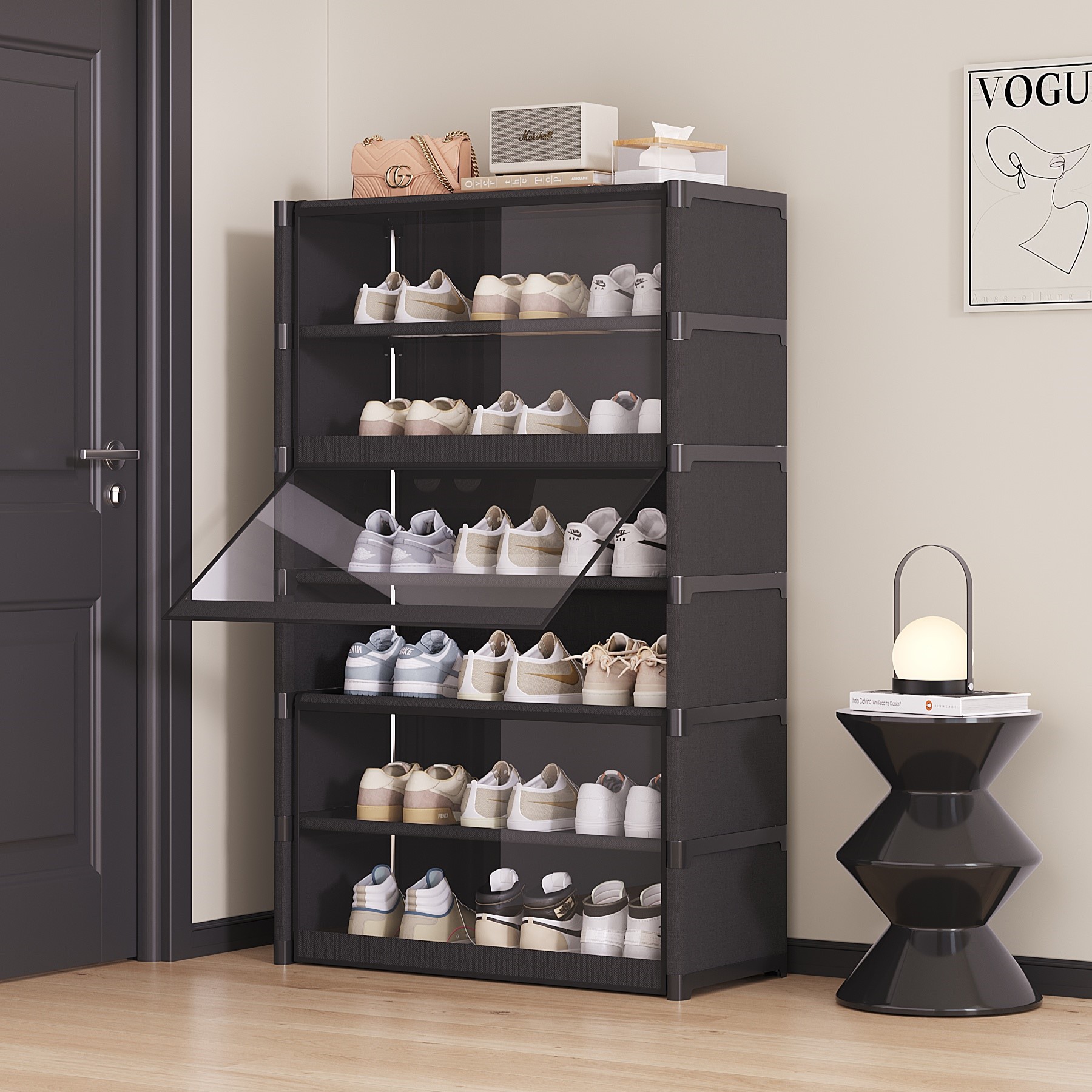 Shoe rack for the entrance hallway outside the home, simple multi-layer dustproof shoe cabinet for home use, suitable for dormitories and rental apartments