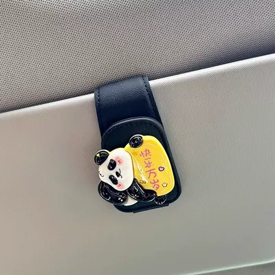 Car Glasses Clip/Bill Clip, Cute Panda Car Glasses - long-live-happiness-black-glasses-clip