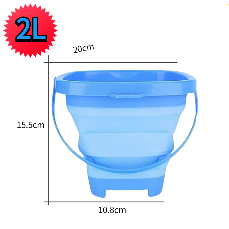 Barril de mano de castillo de playa plegable transfronterizo 2L bebé jugando en el agua arena goma suave retráctil cubo de silicona al por mayor