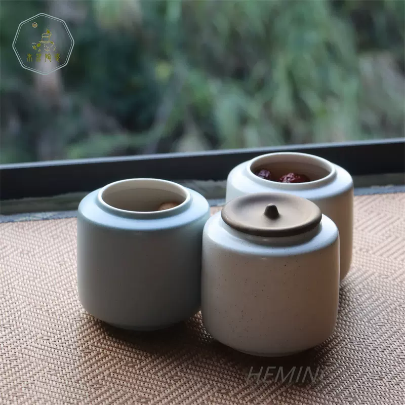 简约茶叶罐陶瓷储物罐日式粗陶存茶罐复古密封茶仓高温烧空罐整套