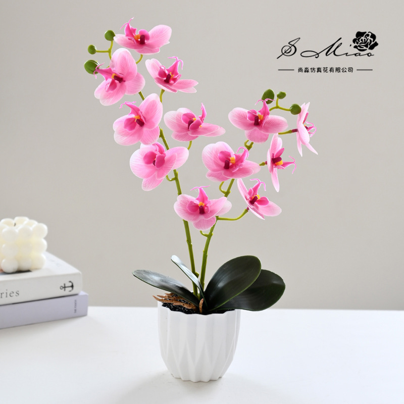 12 flores falsas sensación orquídea mariposa bonsai simulación de flores decoración interior adornos flores artificiales simulación de maceta image 17