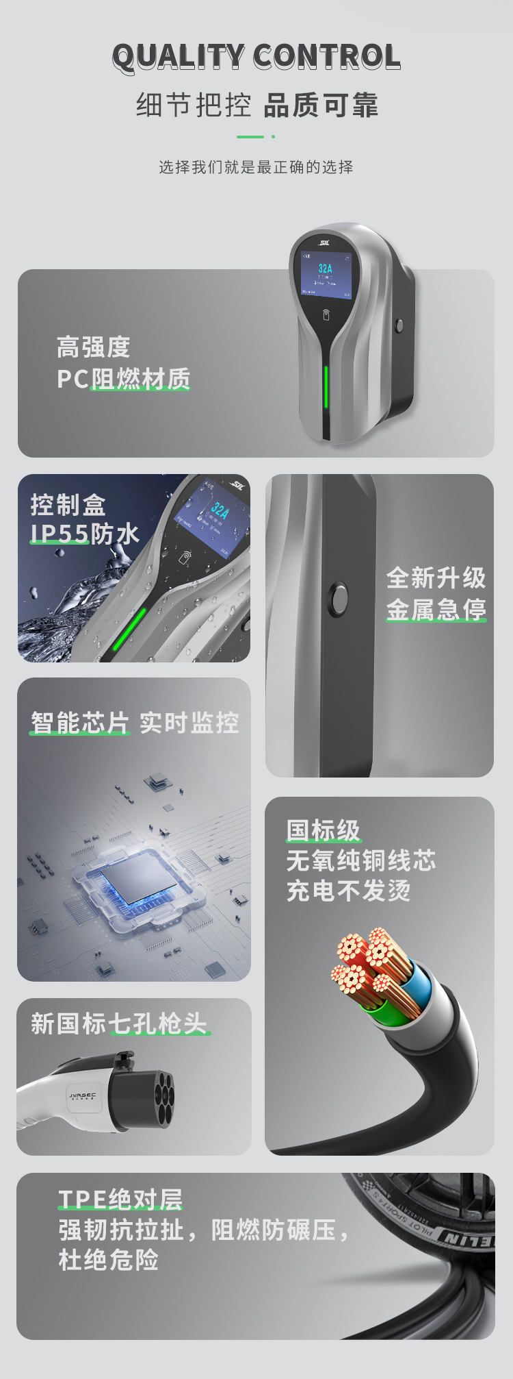 National Standard 3C Certified New Energy Electric Vehicle Charging Pile Ac 7Kw Home Fast Charging Commercial Use Byd 32A
