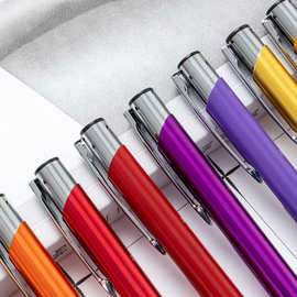 二线圈按动铝杆笔可印刷logo金属按压圆珠笔批发商务广告礼品笔