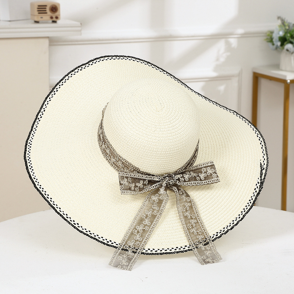 Women's Elegant Color Block Flat Eaves Straw Hat display picture 8