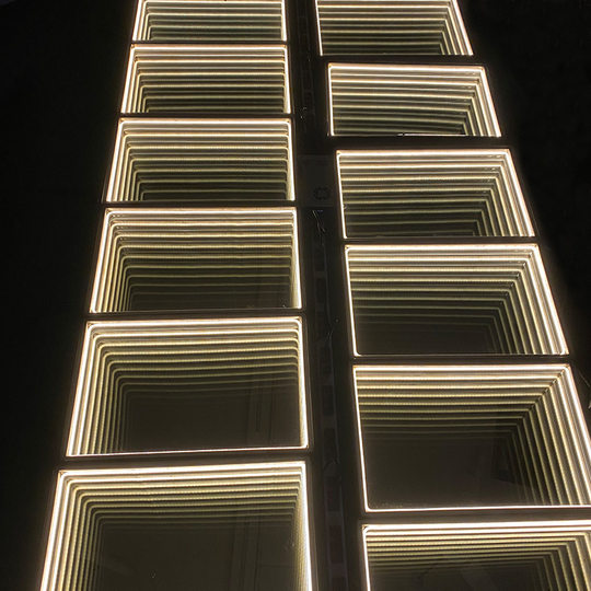 3D abyss mirror luminous floor tile neon background wall bar stage colorful external control induction lasagna mirror