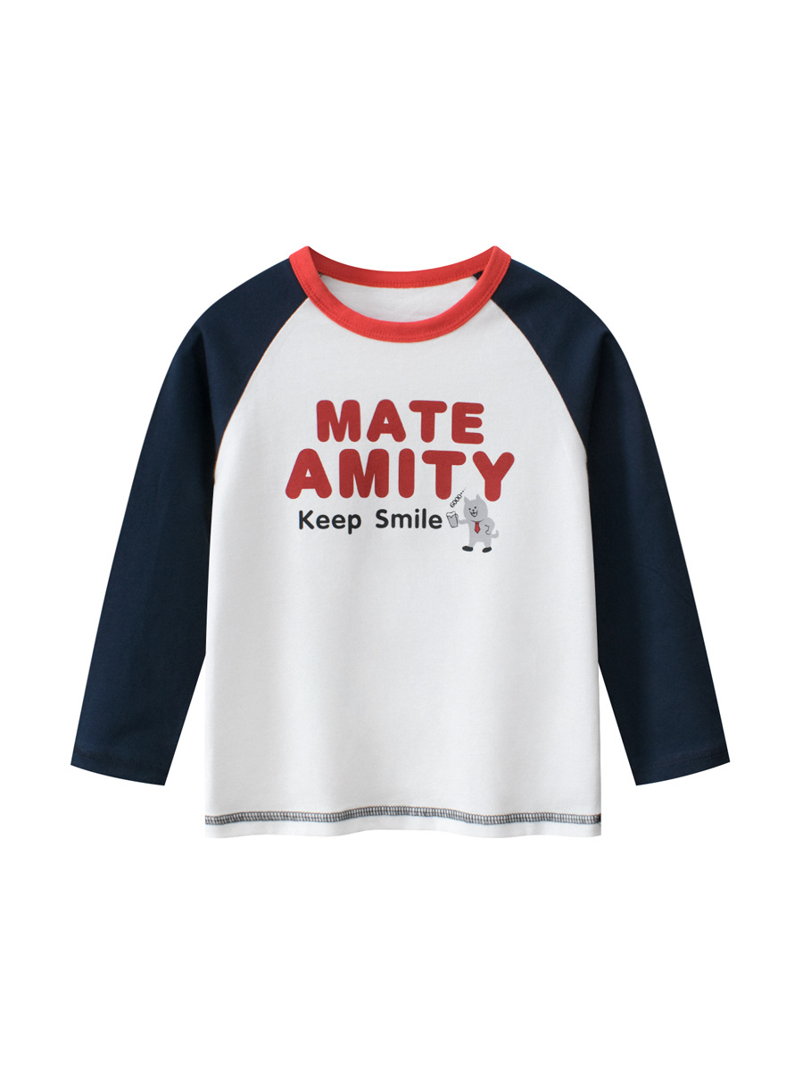 27kids ropa infantil europea y americana otoño 2024 camiseta de manga larga para niños camisa de fondo ropa de bebé para hombres