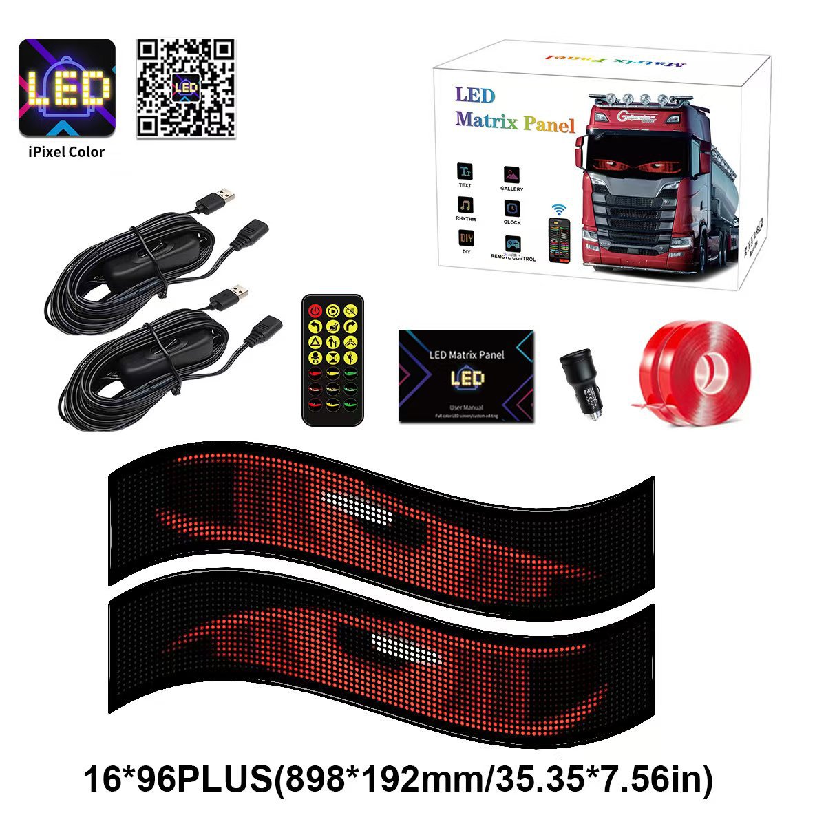 Pantalla flexible LED para coche USB – publicidad Bluetooth, ventana, cristal, diseño “ojo del diablo”