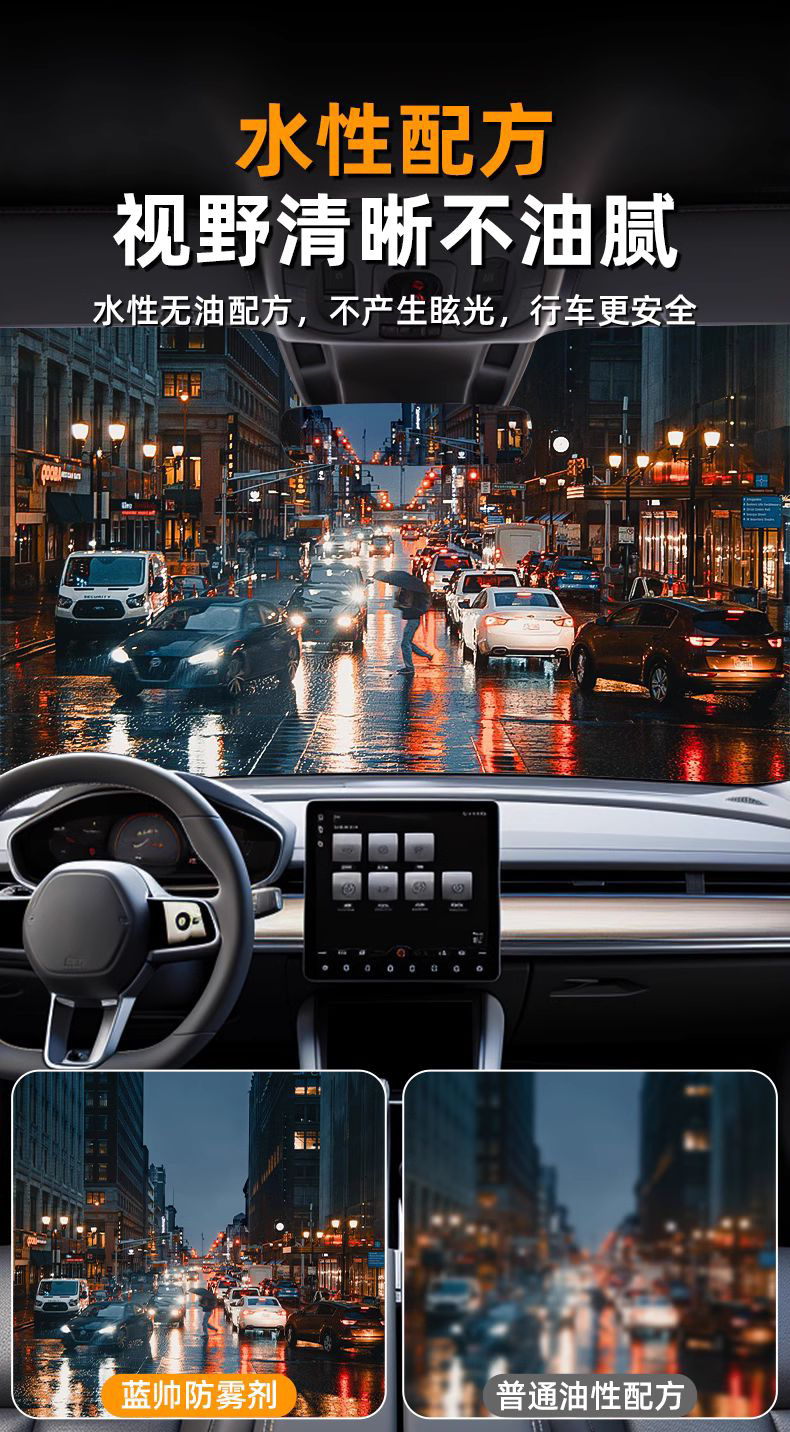 Car Glass Anti-Fog Spray, Long-Lasting Spray for Windshield and Rearview Mirror, Anti-Rain Spray for Car Windows, Defogging Spray for Interior Windows