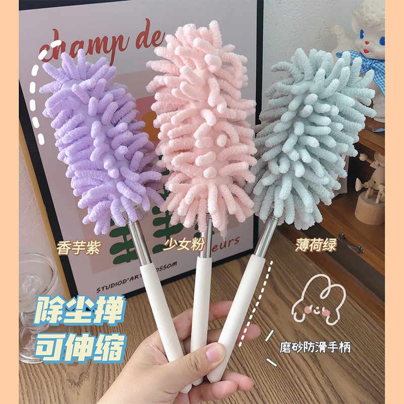 Roof dust brush retractable desktop roof dust duster chenille electrostatic dust removal desktop dust sweep feather duster