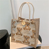 Brand linen bag to go out, Japanese one-shoulder bag, with little bears, internet celebrity