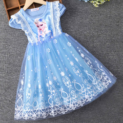 Fashion Girl Skirt Frozen Elsa Princess Dress Girls' Short Sleeve Dress Summer Outfit Children's Elsa Puff
