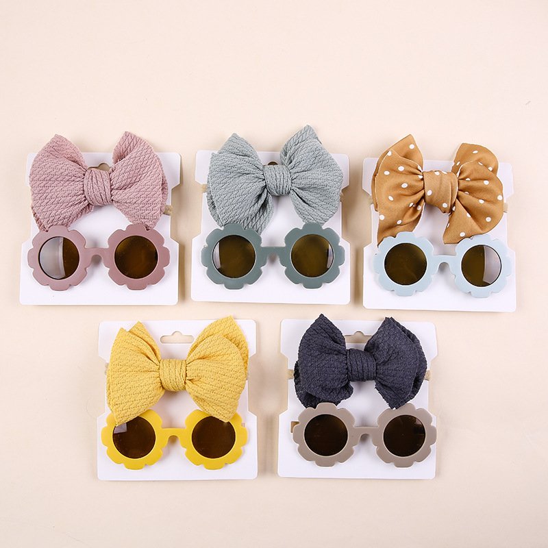 84g Weight Hair Band Hair Accessories Type Simple Style Bow Knot Plastic Cloth Hair Band 2 Piece Set