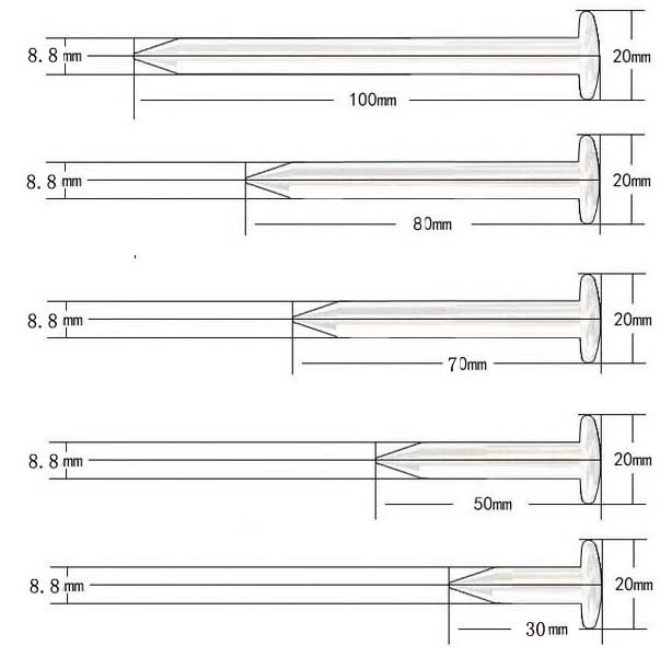 Крестообразные измерительные гвозди, геодезические гвозди, точки наблюдения за посадкой, измерительные метки, нивелирные гвозди, геодезические гвозди, измерительные метки контрольных точек.
