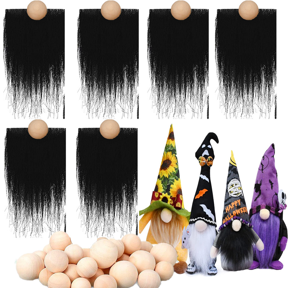 Black (6 pieces of black beard + 6 round wooden balls)