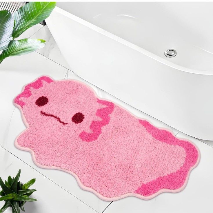Cross-border cartoon animal-shaped faux cashmere floor mat for bathroom, water-absorbent, non-slip, cooling foot mat, entrance door mat