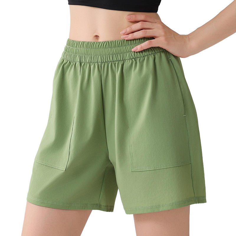 Shorts de Yoga para Mujer, para Correr al Aire Libre, Corte Holgado, con Bolsillos, Shorts de Ciclismo Holgados, con Cordón, Control de Abdomen, Shorts de Yoga de Cinco Puntos