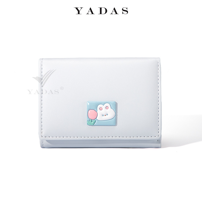 [Historieta Linda] Yadas titular de la tarjeta de las mujeres lindas textura brillante hardware corto tríptico Monedero billetera