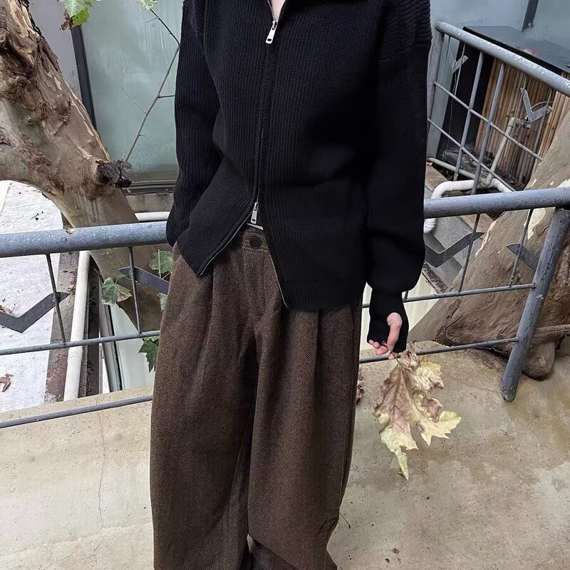 European Station 2026 Autumn/Winter New European Style Women's Solid Color Versatile Casual Zipper Stand Collar Wool [Direct from Manufacturer]
