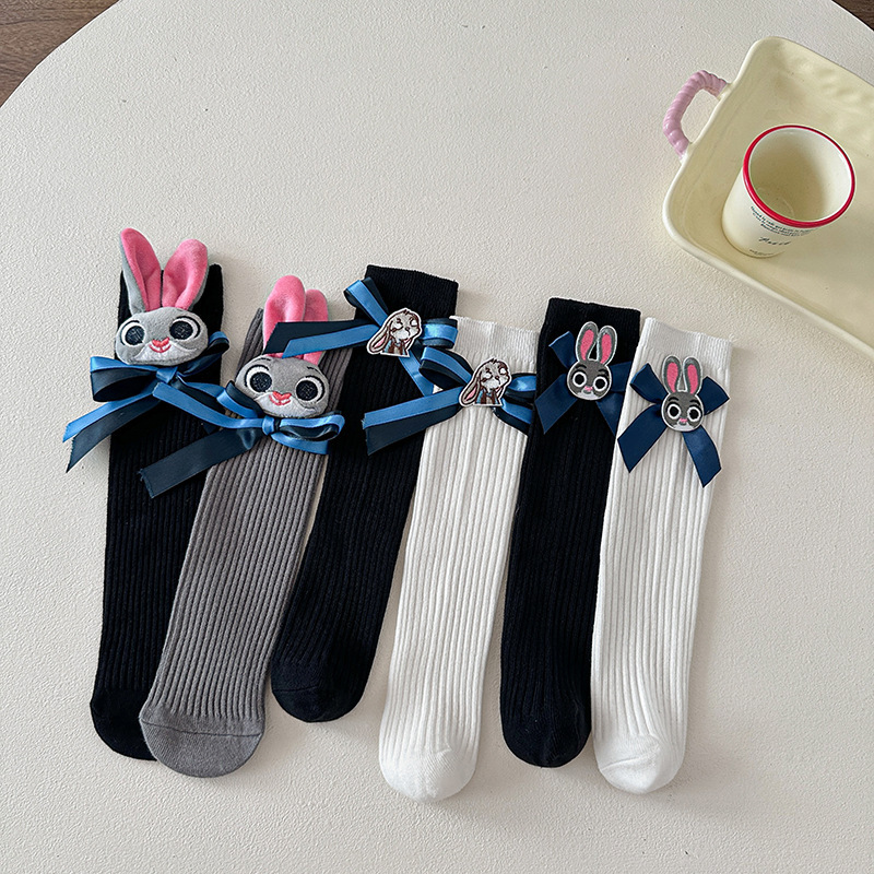 Girls Socks Judy Police Officers Mid-tube Socks College Style Cute Cartoon Rabbit Stockings Cub Stockings Baby Stockings