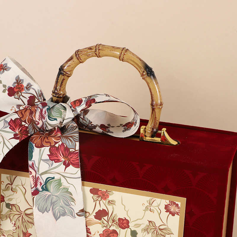 竹の日の手提げのベルベットのギフトボックスの神秘的な花園の手のギフトボックスの喜糖の箱の空の箱のギフトボックスの包装箱のギフトボックス