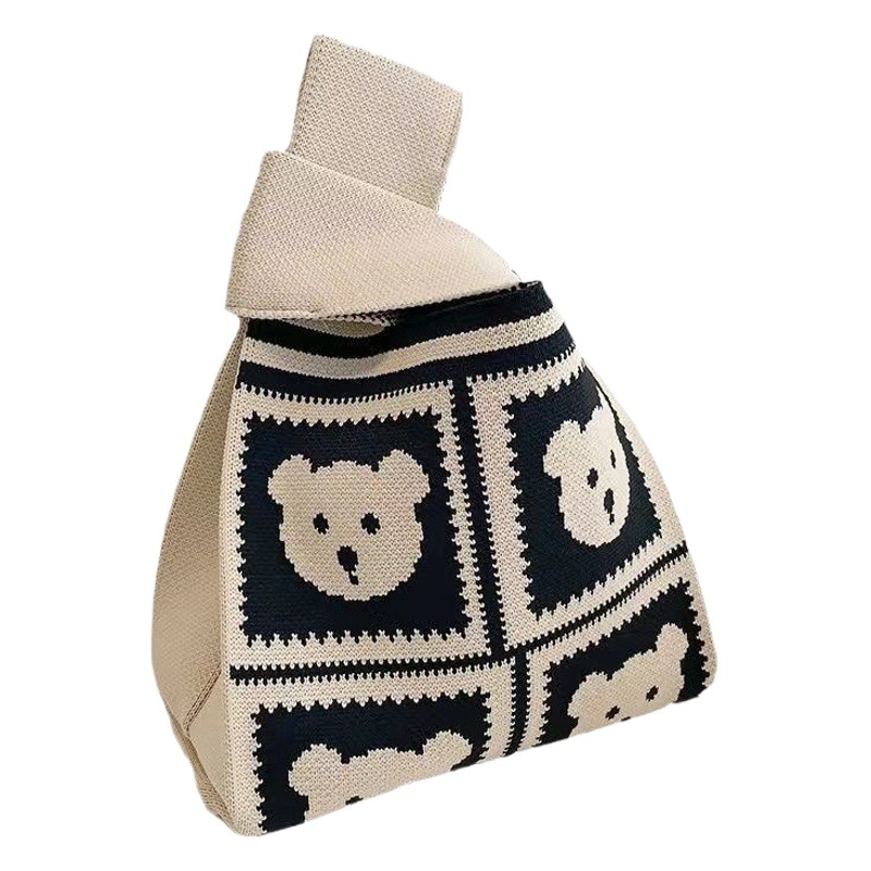 Corea del Sur ins bolsa oso bolso de punto original nicho personalizado bolsa abierta moda bolso de las mujeres