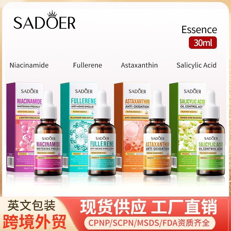 Cross-Border Foreign Trade Sadoer Niacinamide Brightening Essence Hydrating, Moisturizing, and Skin-Softening Essence Liquid
