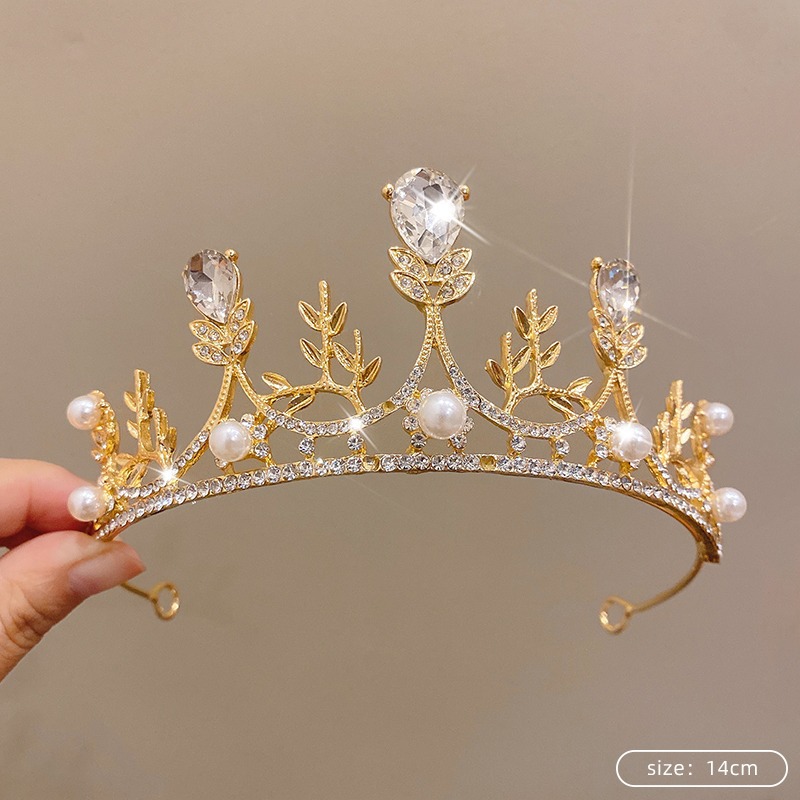 Tombro de corona para niños pequeña princesa corona diadema de cumpleaños accesorios para el cabello de cristal para niñas regalo de cumpleaños