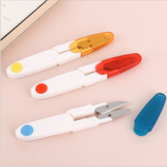 Colorful transparent cover U-shaped scissors Spring fabric scissors cross-stitch scissors fishing line scissors sharp thread end scissors stainless steel