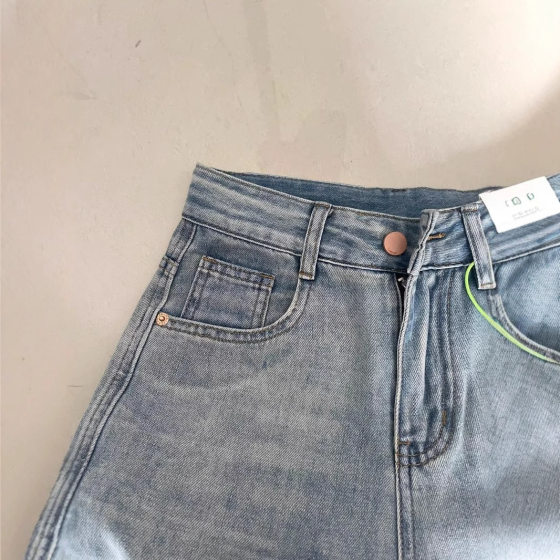Summer New Style Thin Dipped Jeans Women's Small High Waist Loose Meat Covering Slimming All-match Straight Pants Ins
