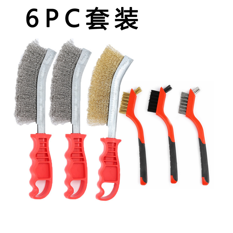九頭馬鋼線ブラシ銅メッキ鋼線ナイフ型ブラシプラスチック柄清潔工業銅線除錆バーベキューネット鋼線ブラシ|undefined