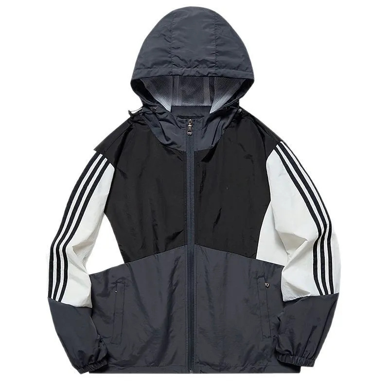 Three-Leaf Windbreaker Jacket for Men and Women, Outdoor Casual Sports Jacket, Hooded Windproof and Rainproof Spring and Autumn Jacket