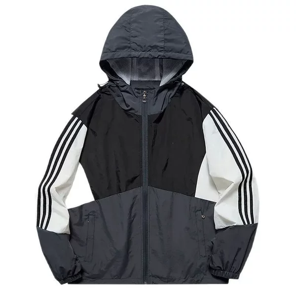 Three-Leaf Windbreaker Jacket for Men and Women, Outdoor Casual Sports Jacket, Hooded Windproof and Rainproof Spring and Autumn Jacket