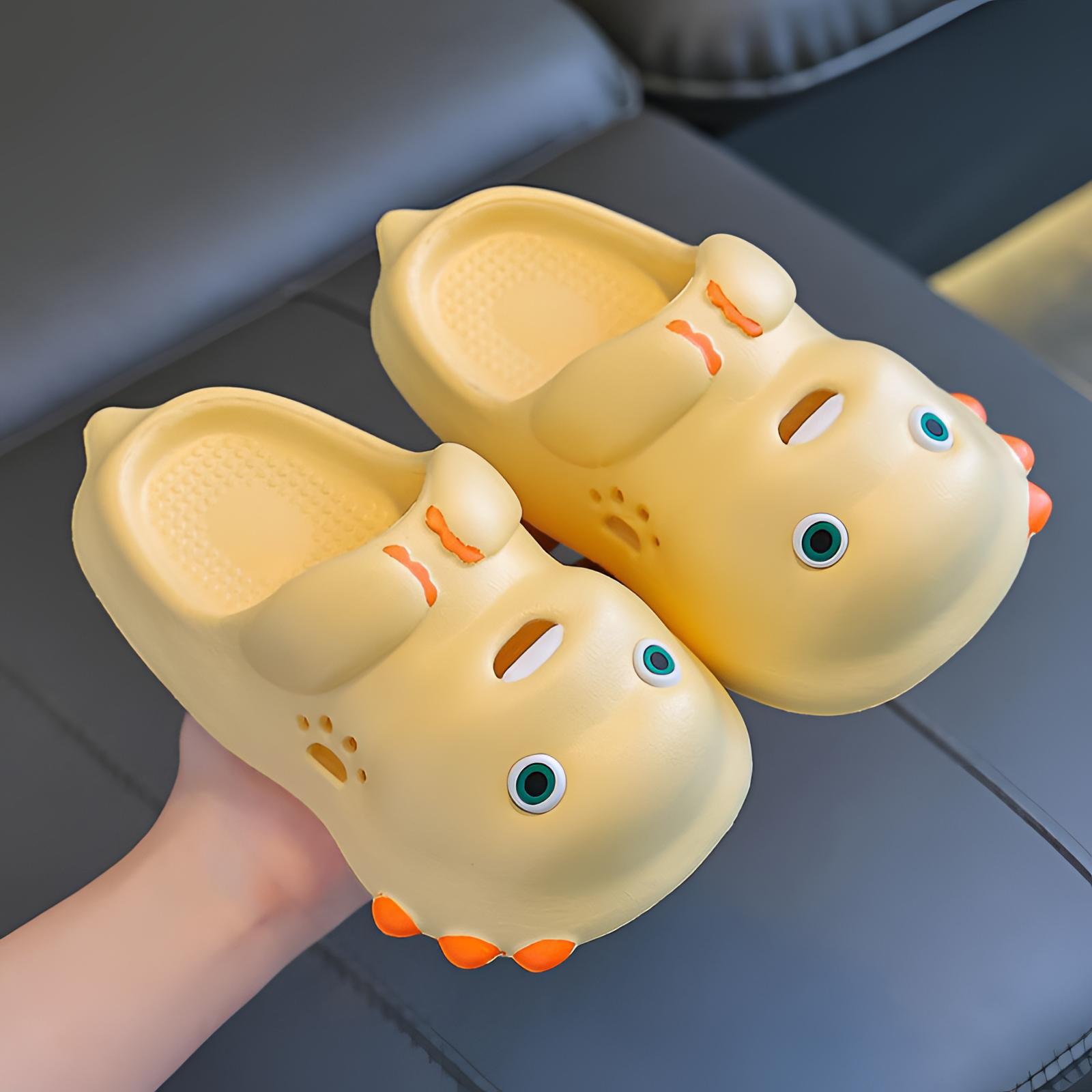 Popular Cartoon Parent-Child Slippers for Summer New Outer Wear Non-Slip Baotou Anti-Collision Thick-Soled Cute Milk Dragon Children's Slippers