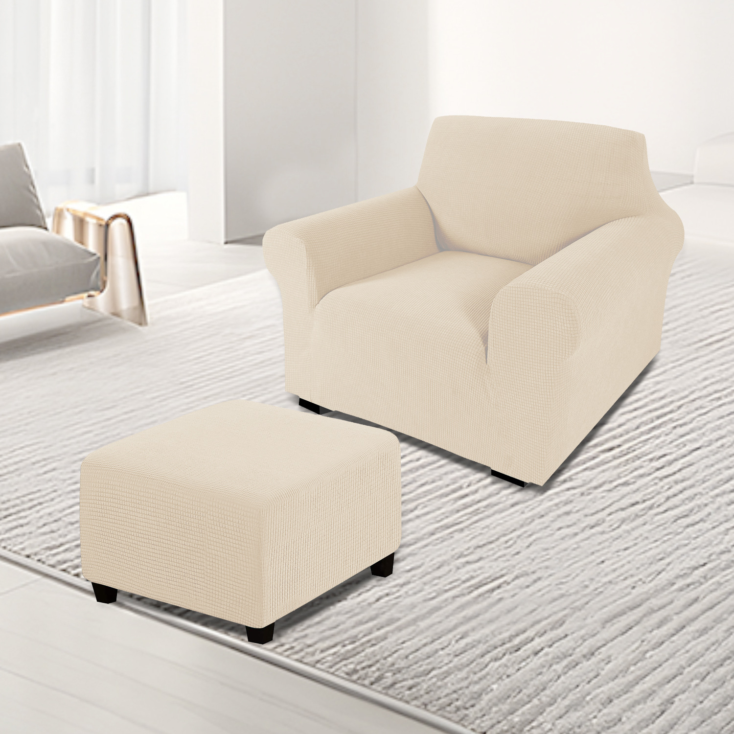 Cross-border stretch single sofa cover fleece fabric all-inclusive full-cover dust cover sofa cover pedal cover combination