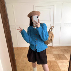 花边钩花纹针织开衫外套女2025秋冬新款宽松韩系慵懒毛衣长袖上衣