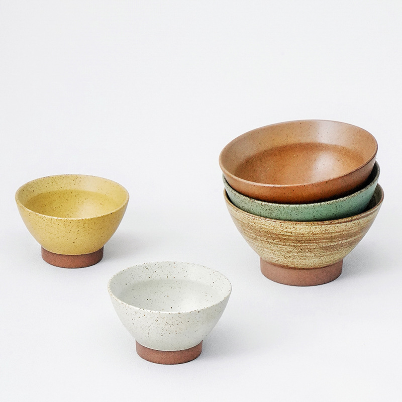 Japanese-Style Tall Bowl Retro Household Coarse Pottery Conical Bowl Rice Bowl Creative Ceramic Dessert Bowl Large Soup Bowl Ramen Bowl