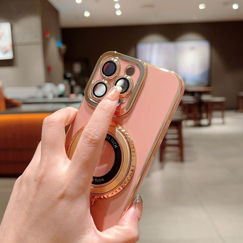 Aplicable para el ojo de charme puro galvanizado 16 diamantes 360 ° rotación magnética iphone17promax / 15