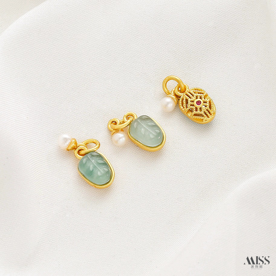 Natural A-Grade Jade Gourd, Wealth God, Ruyi Lock, Lotus Hand Charm, Pixiu, Butterfly Spacer Bead, Pendant DIY Jewelry Accessories