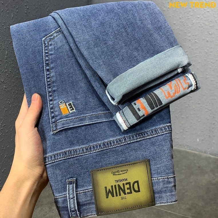 High end embroidered jeans for men's 2023 new slimming and slim fit leggings Korean version light luxury versatile_voghion.com