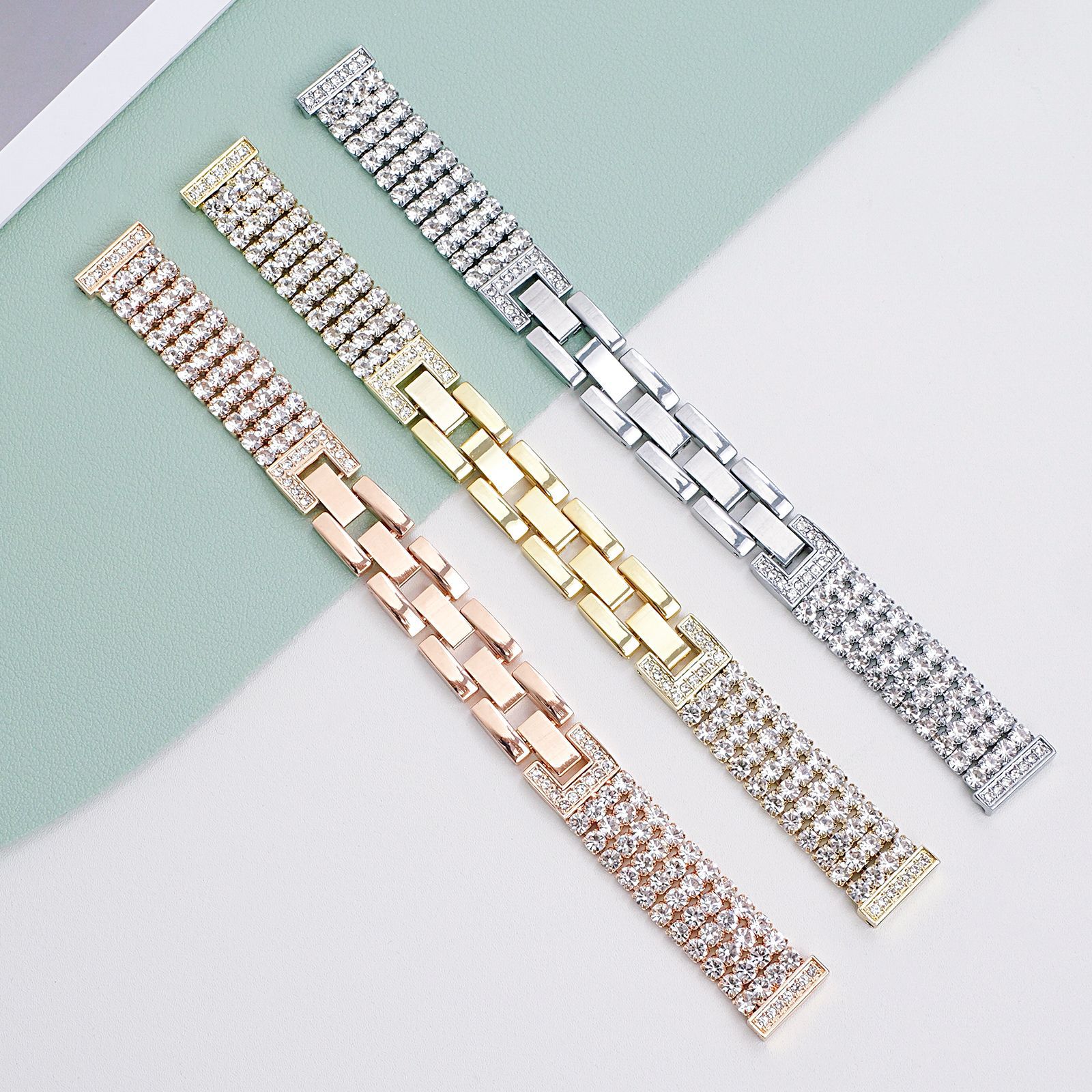 Suitable for Apple Watch S11 Strap, Thin Four-Row Diamond Chain, Applewatchs10 Women's Watch Strap 14mm