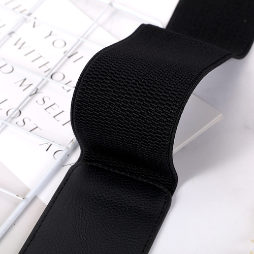 Women's elastic wide waist belt fashionable new versatile down jacket black waist seal belt wholesale from manufacturer