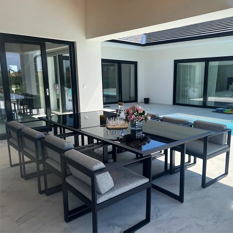 Outdoor table and chair courtyard aluminum alloy open-air simple waterproof sunproof balcony storage three-piece set outdoor furniture